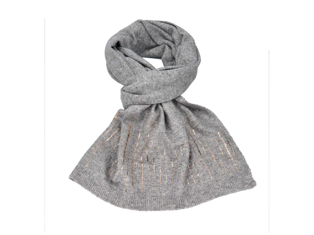 Stola grigia con lame' oro 60% viscosa 30% lana 10% cashmere