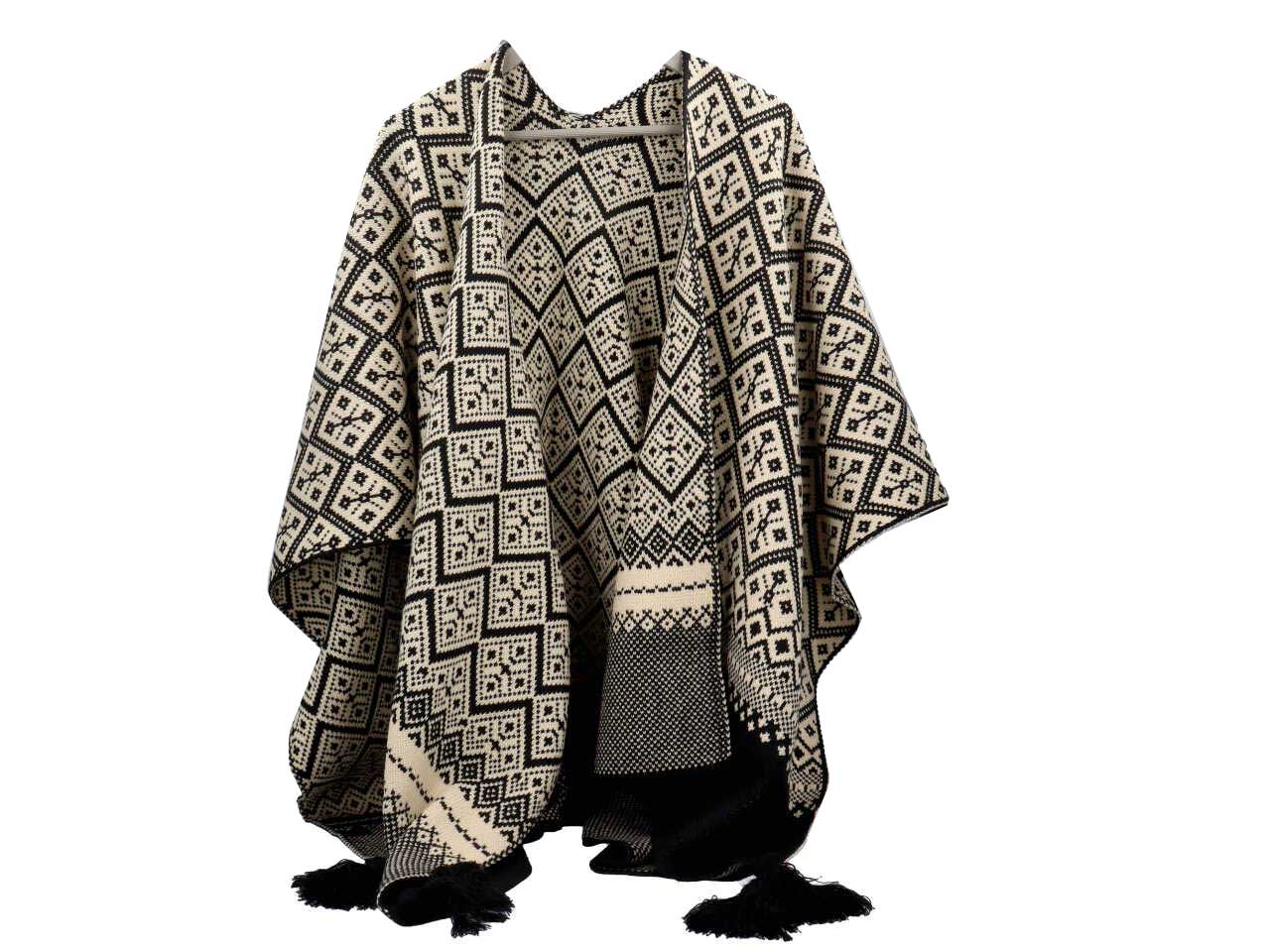 Mantella fantasia bianco/nero 50% lana 50% acrilico