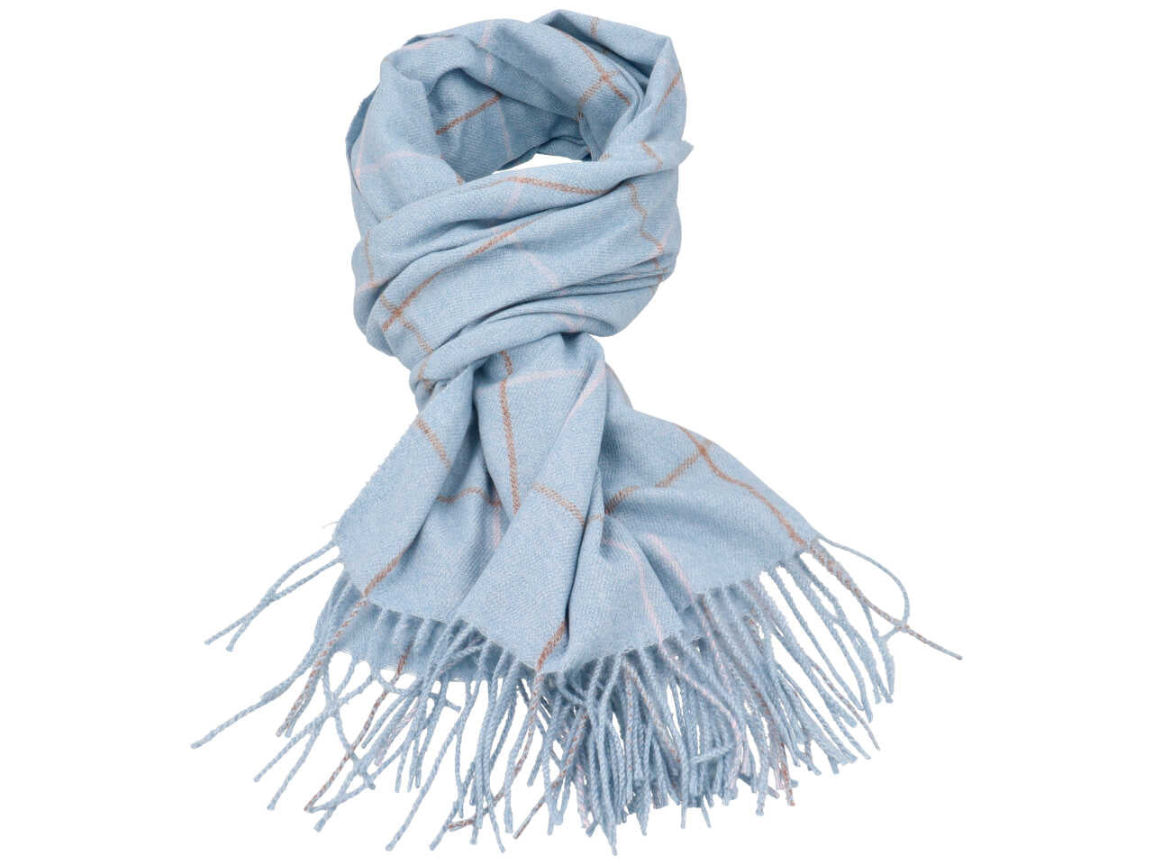 Sciarpa a quadri colore azzurro misura 70x180cm 80% viscosa 20% lana
