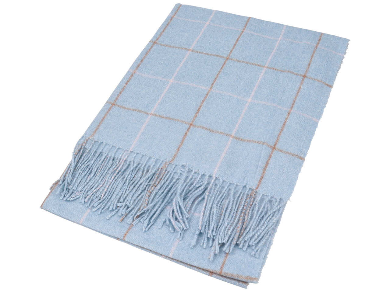 Sciarpa a quadri colore azzurro misura 70x180cm 80% viscosa 20% lana
