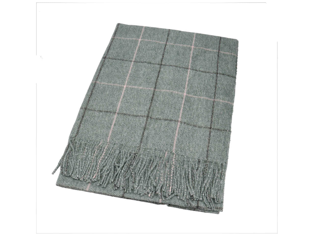 Sciarpa a quadri colore verde misura 70x180cm 80% viscosa 20% lana