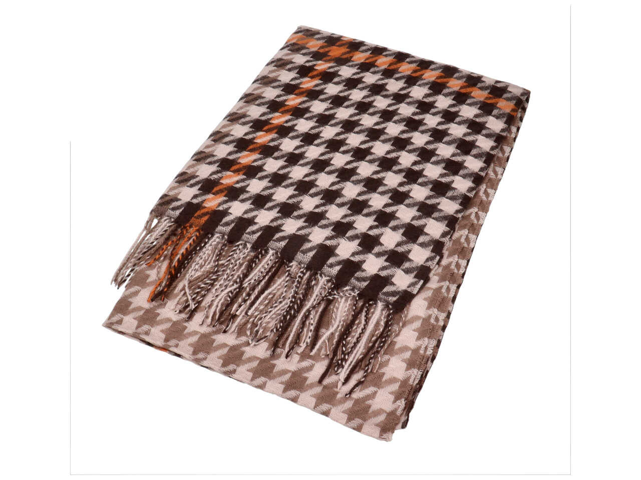 Sciarpa pied puole colore marrone misura 70x180cm 80% viscosa 20% lana