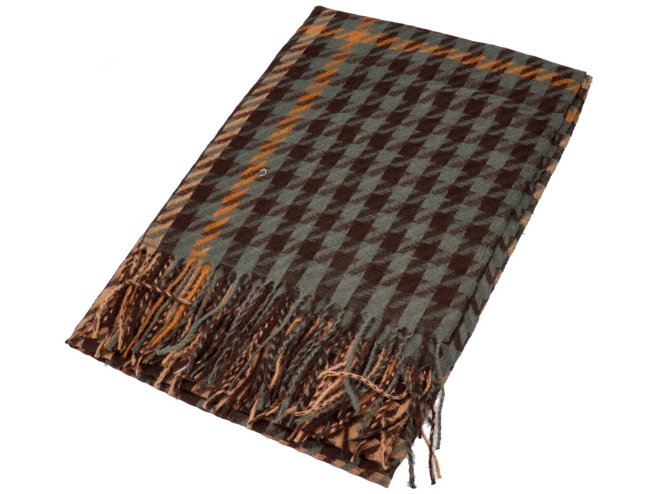 Sciarpa pied puole colore verde misura 70x180cm 80% viscosa 20% lana