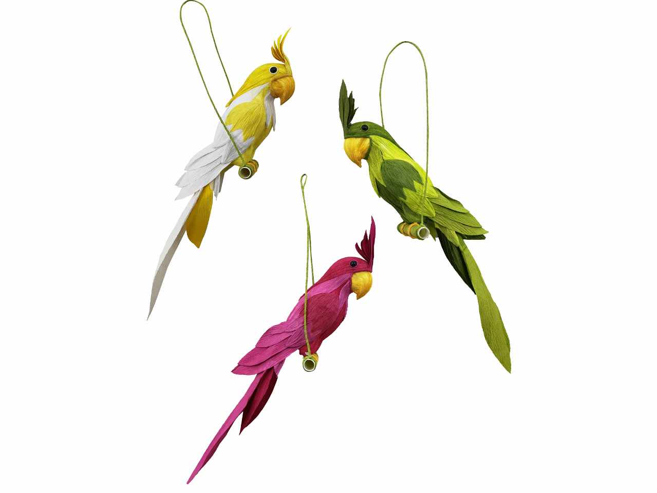 Pappagalli colorati carta 3 assortimenti 45cm
