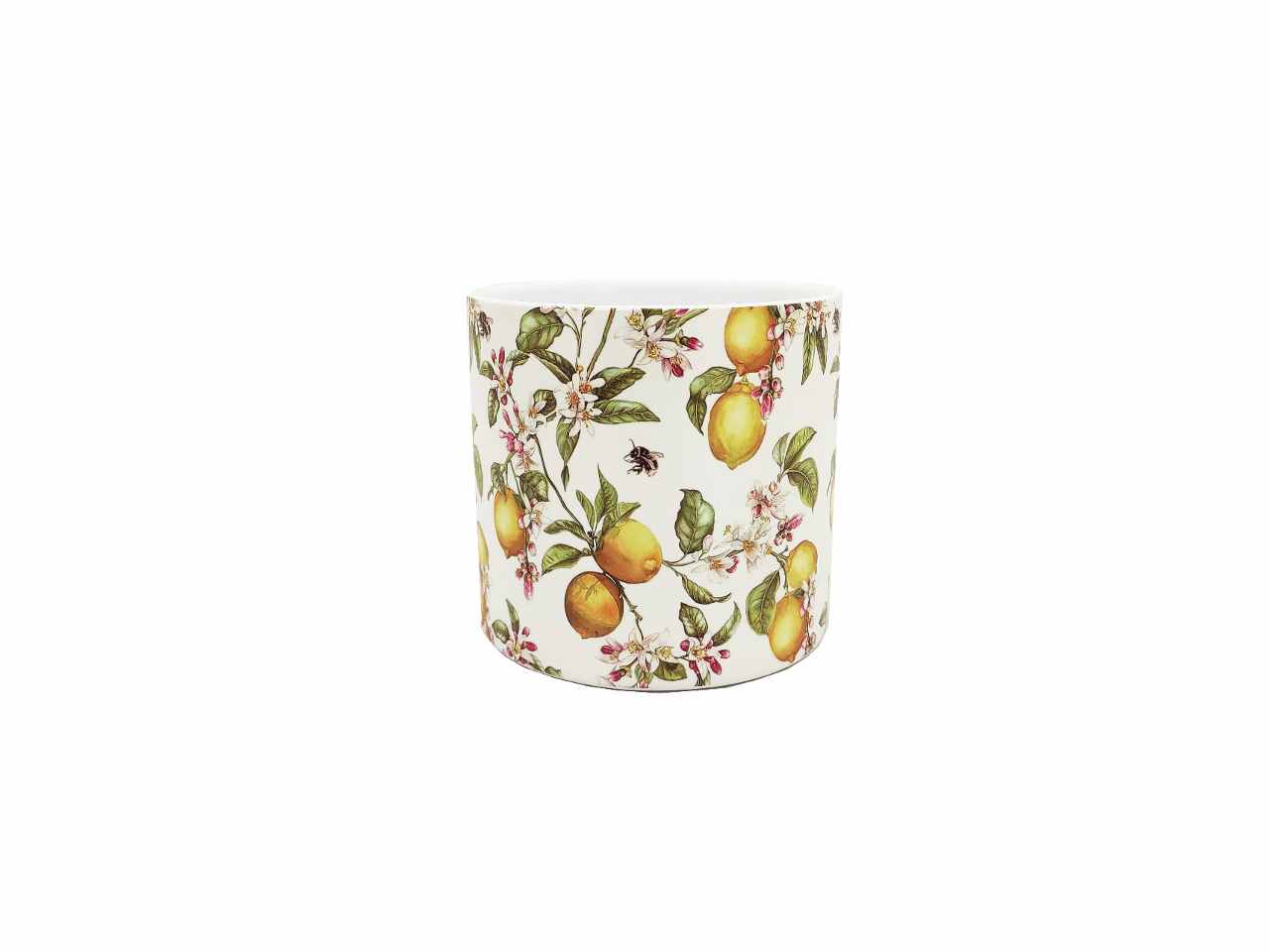 Chachepot con decorazione rami e limoni d13,8xh.12,5cm