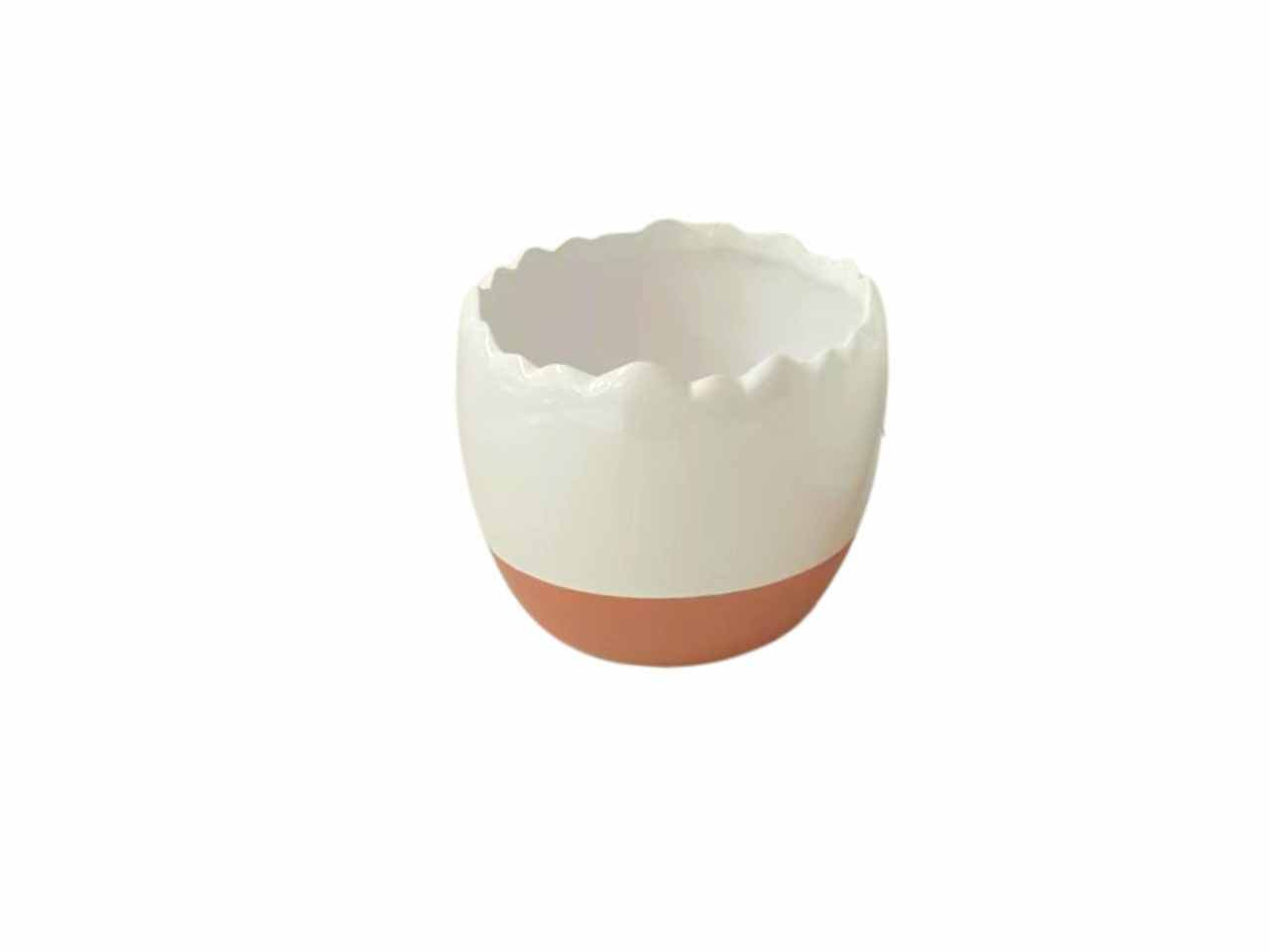 Chachepot uovo bicolore in ceramica piccolo 11xh.9.5cm