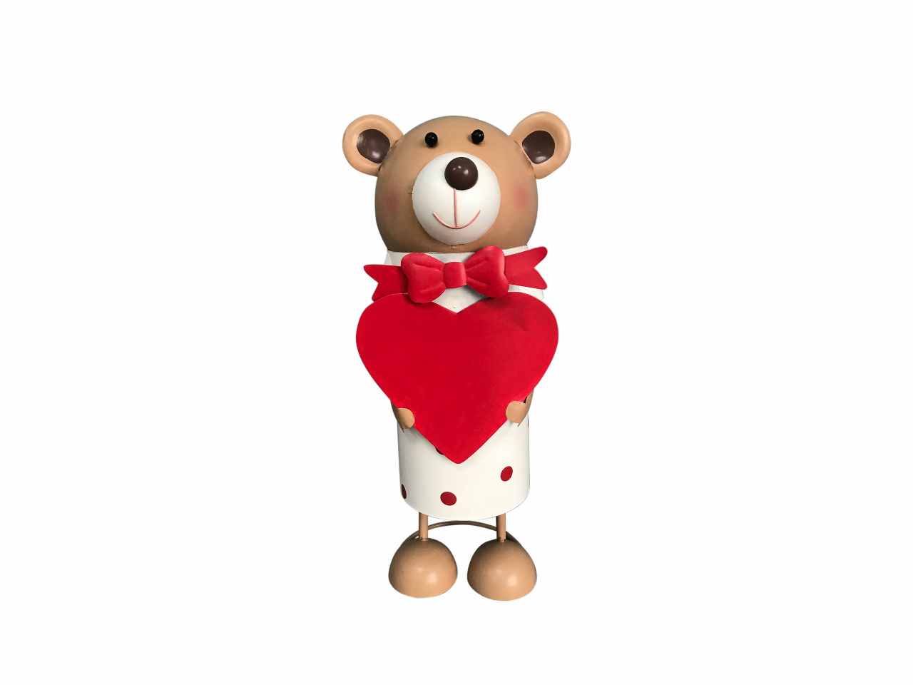Orsetto c/papillon e cuore in mano 19x17 h46 metallo