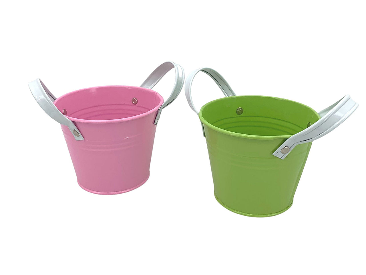 Secchiello con manici bianchi in metallo 2 colori d.8cm