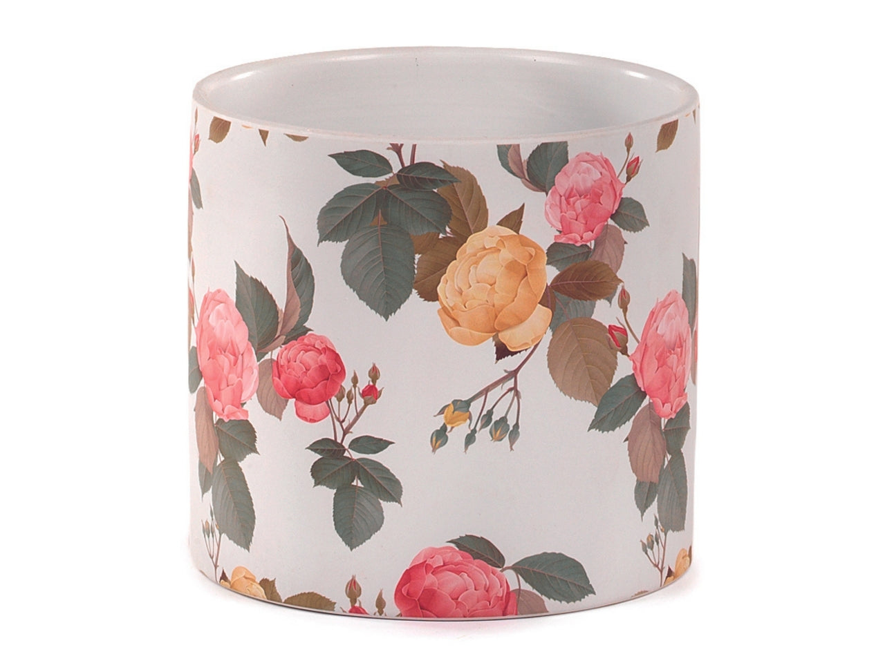 Chace pot con decoro boccioli rose d.13,8xh.12,5 cm