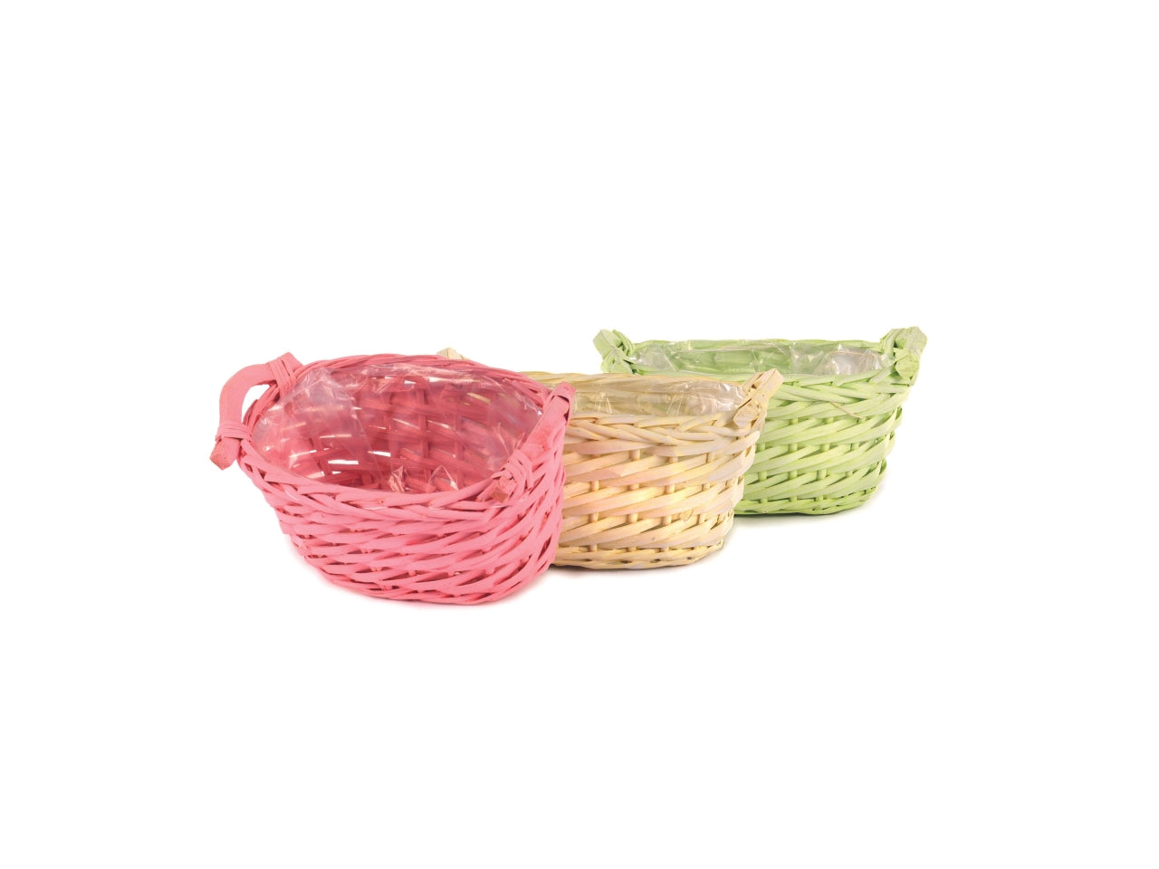 Vaso ovale in vimini 20x13xh10cm con colori assortita