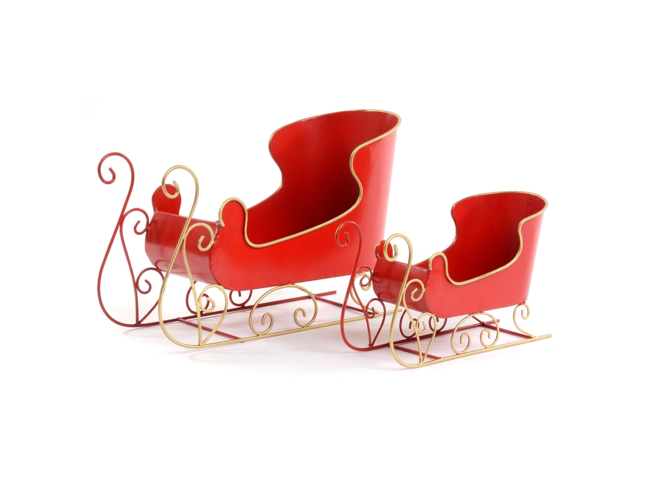 Slitte metallo rosse 25.5x12.5x16-36.5x17.5x24.5-la confezione contiene 2 slitte