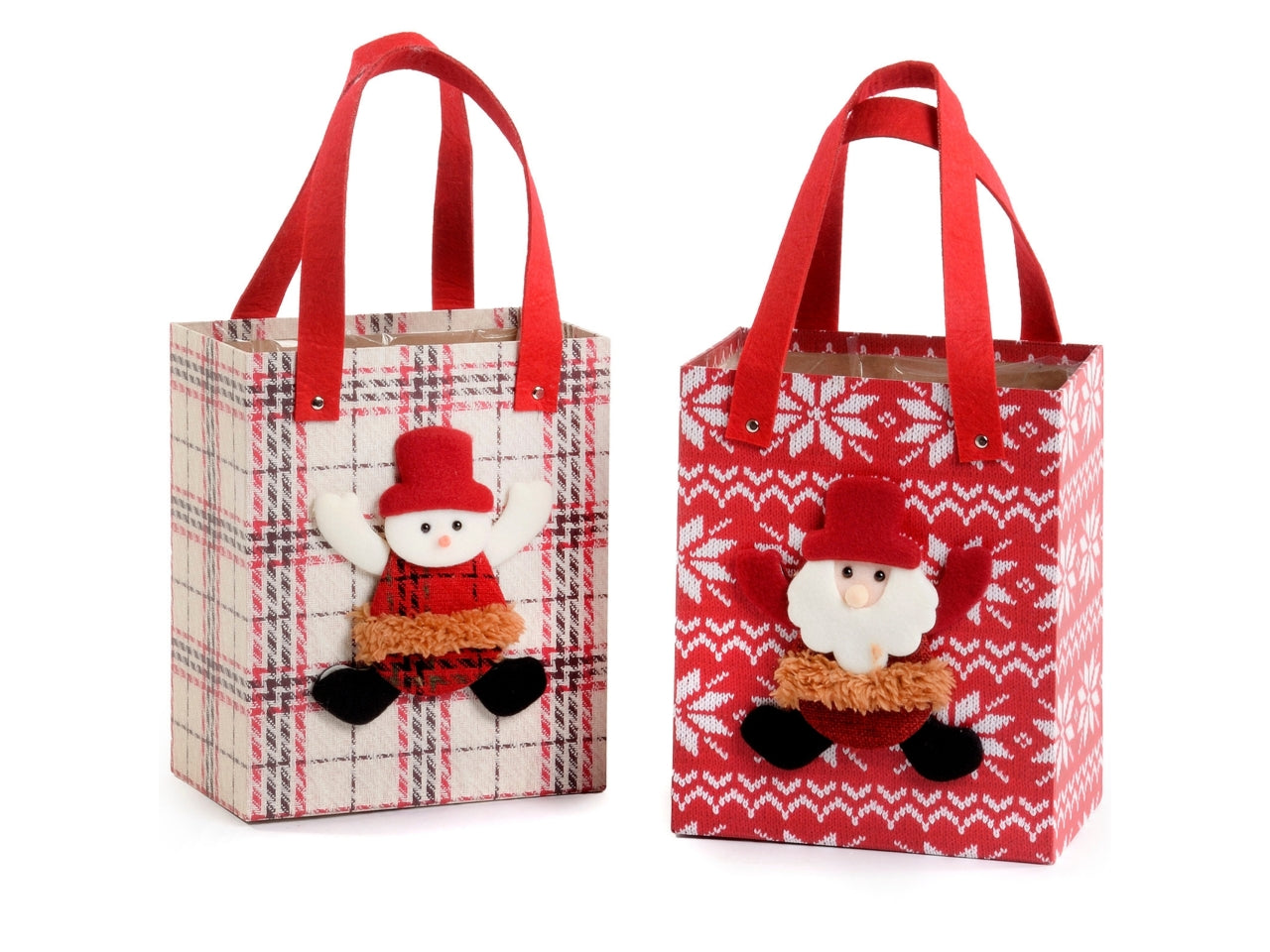 Borsa in carta con soggetti natalizi 18x12x22cm-disponibile in 2 assortimenti