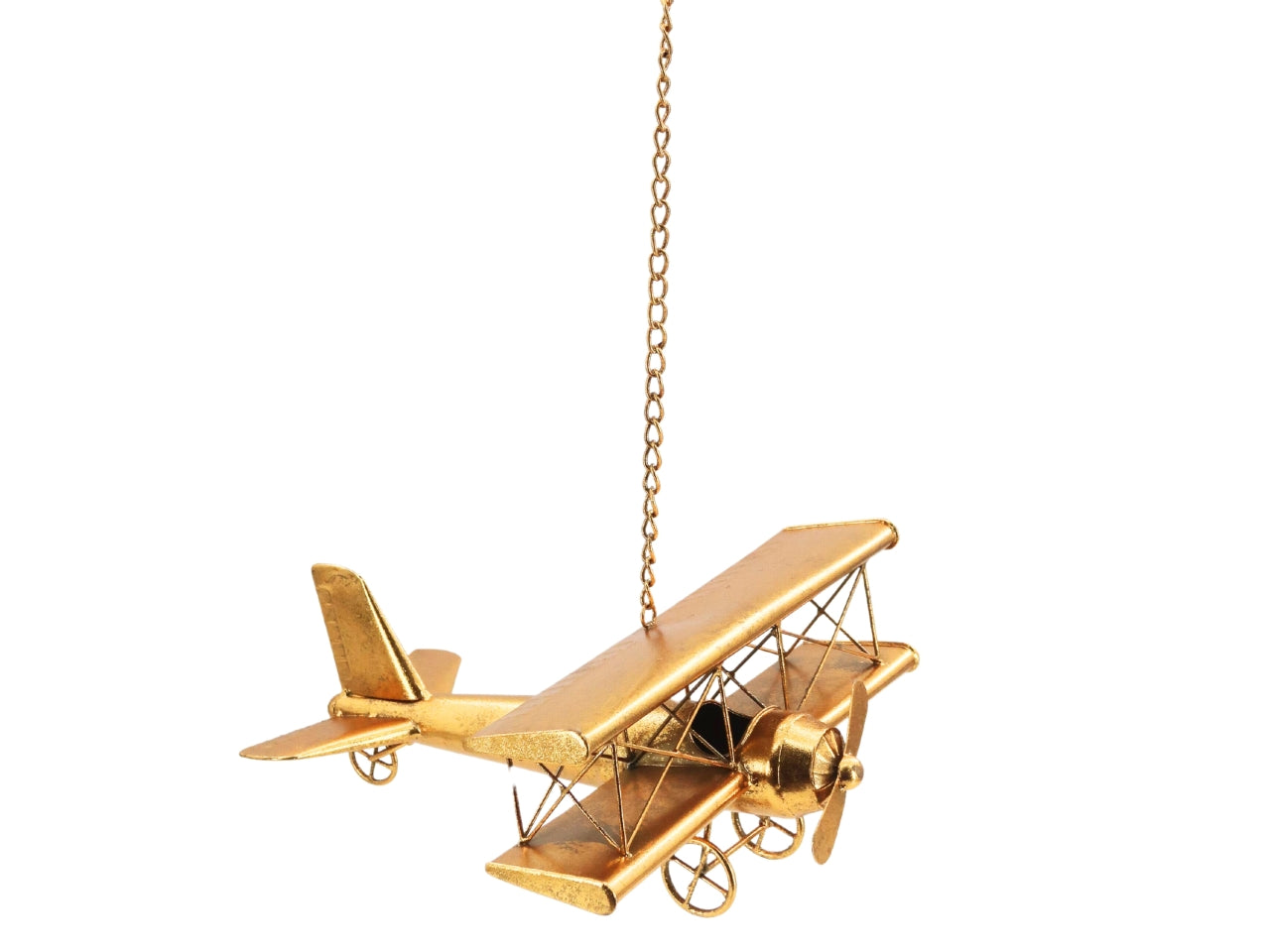 Aereo modellino decorativo in metallo dorato 38x35x17 cm - ViminBox