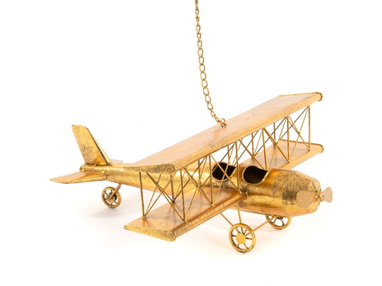 Aereo modellino decorativo in metallo dorato 21x22x9 cm - ViminBox
