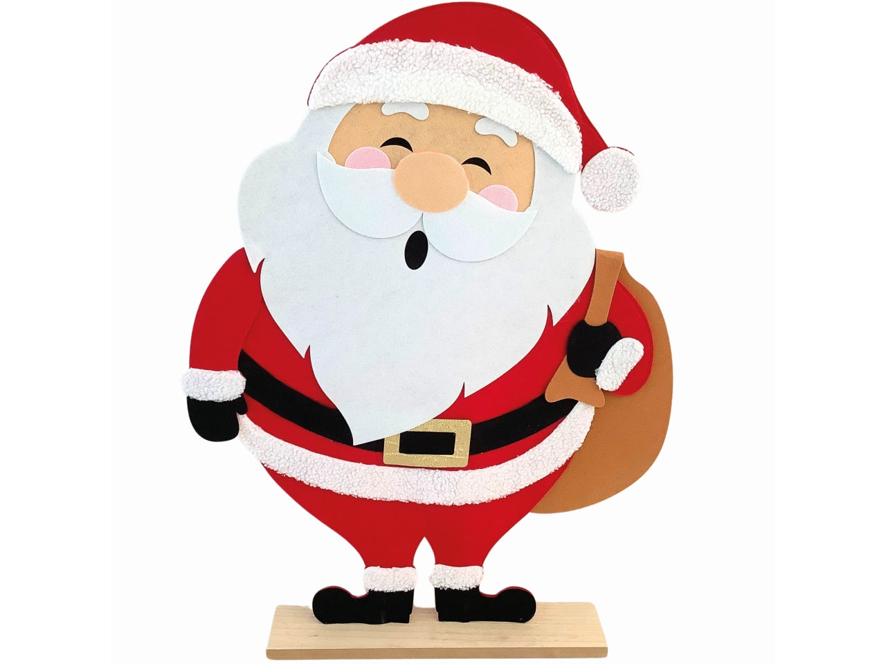 Babbo natale panno su base legno 90x70x10cm
