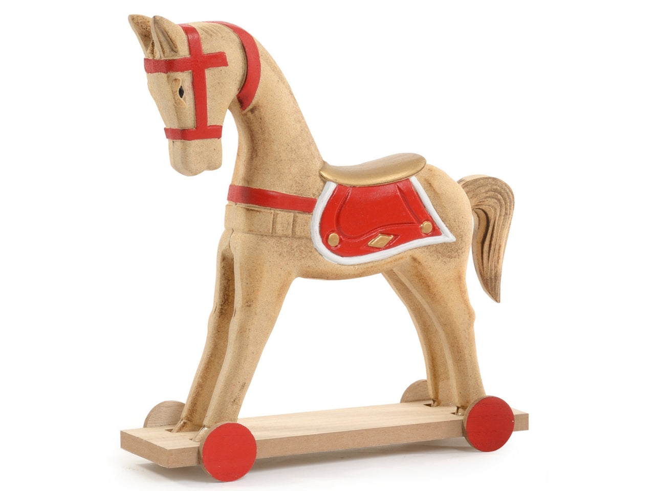 Cavallino in legno con ruote 32x8x32cm