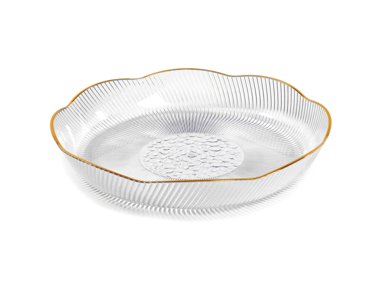 Piatto plastica trasparente con bordo oro 38x5.8cm