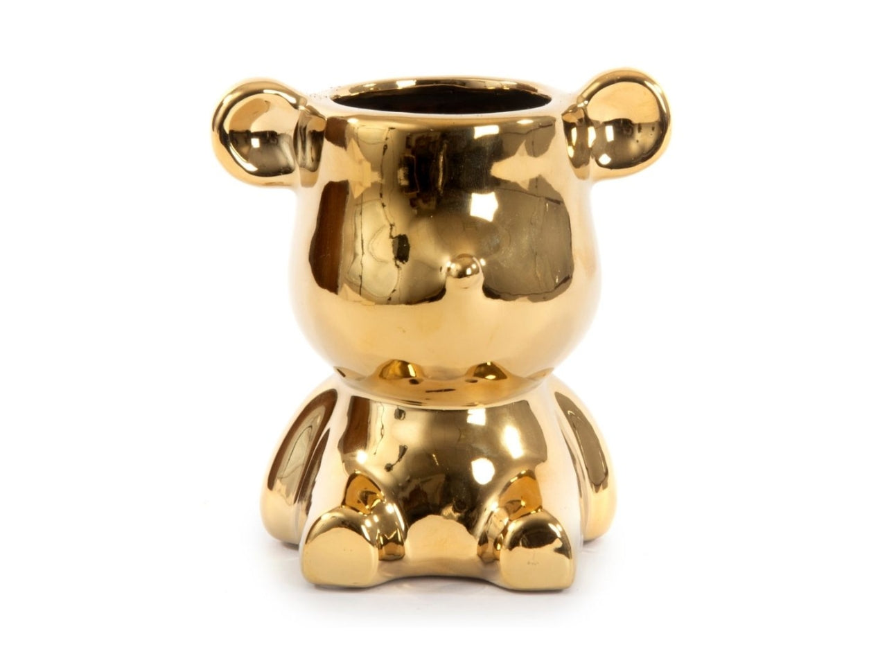 Vaso orsetto in ceramica oro 14,5x11x15cm