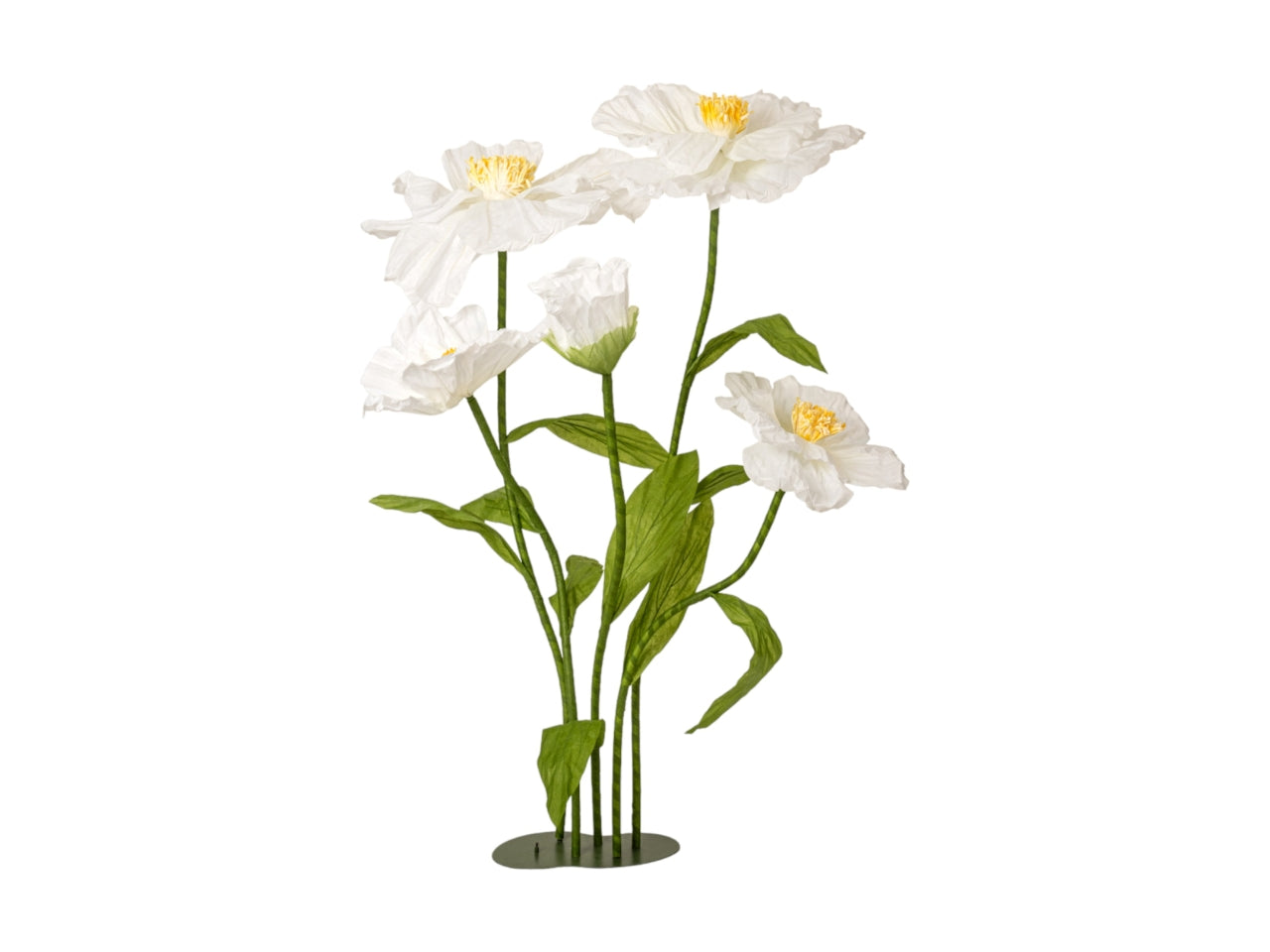 Pianta fiore di papaveri con 5 steli tnt 90x80xh180cm di colori bianco