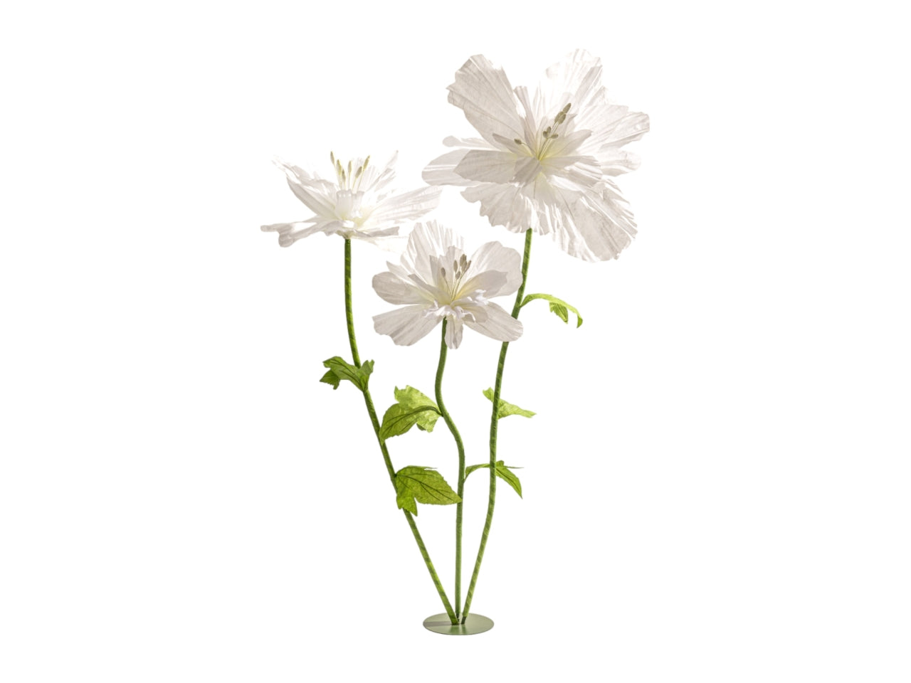 Stelo fiori  90x80xh185cm con 5 rami tnt di colori bianco