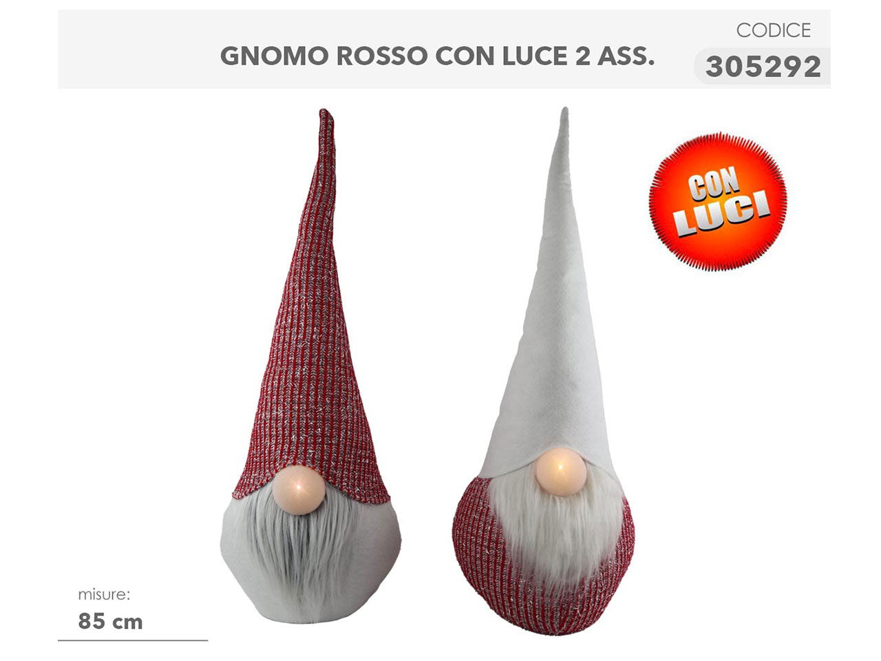 Gnomo 85cm con luce rosso
