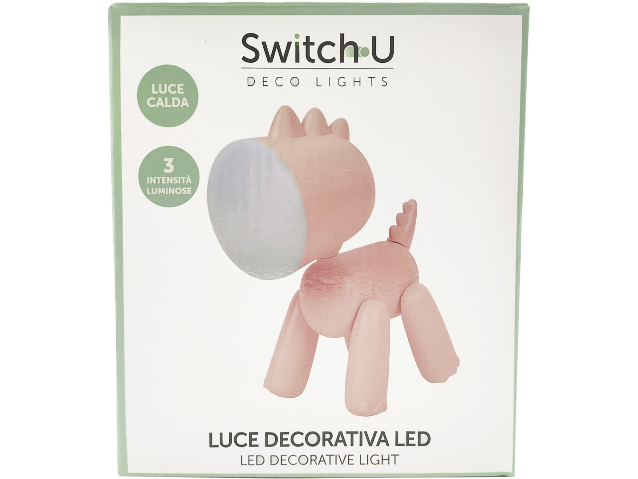 Luce notturna led a forma di dinosauro rosa e verde 15,5x19x9 cm - Switch U