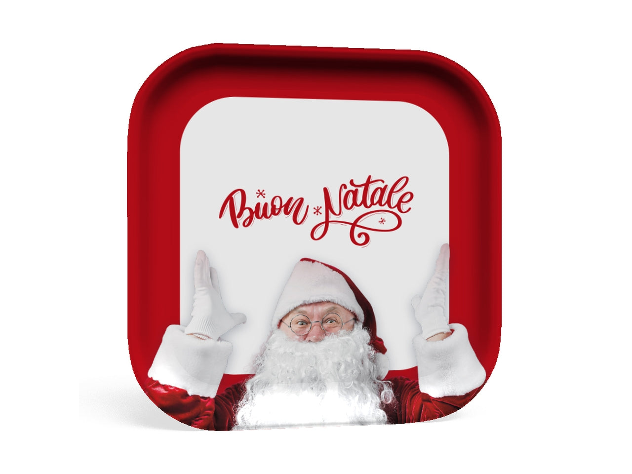 Piatto biodegradabile quadrato santa claus plas 9 pollici