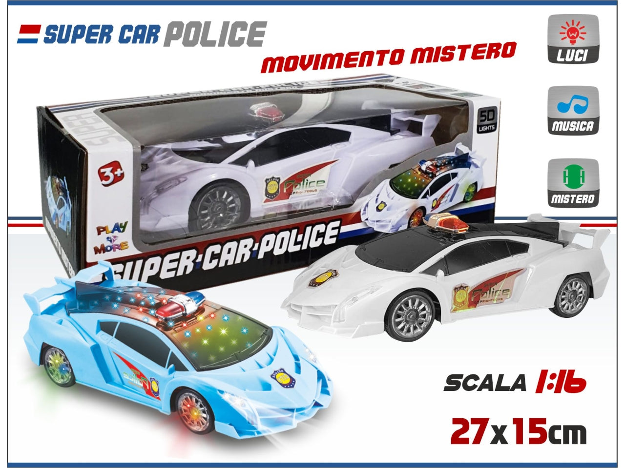 Auto polizia con movimenti