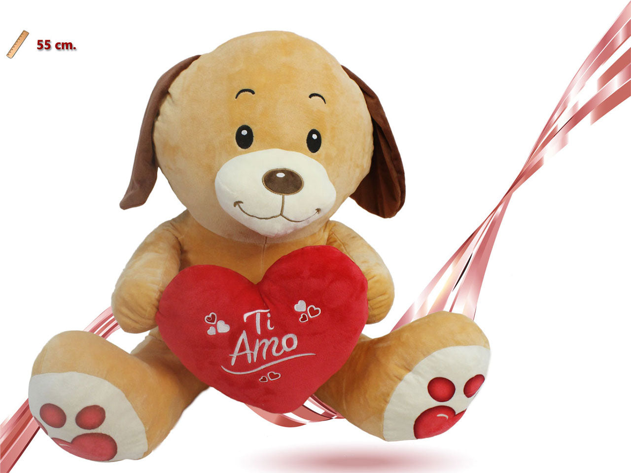 Peluche cane con cuore 55cm