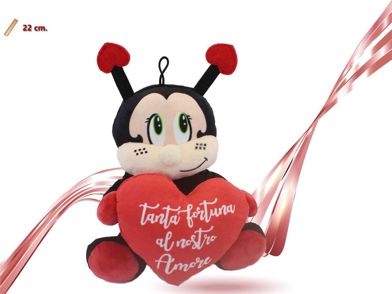 Peluche coccinella con cuore 22cm