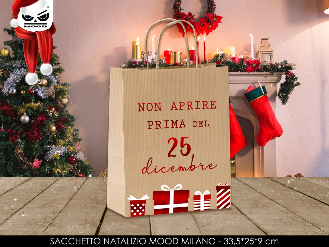 Shopper natalizio non aprire carta da pacco misura m