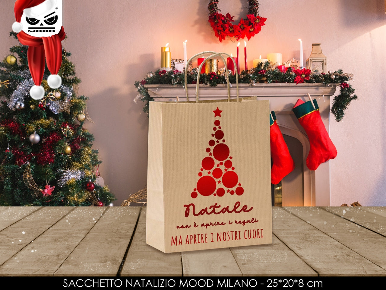 Shopper natalizio aprire i nostri cuori carta da pacco misura s