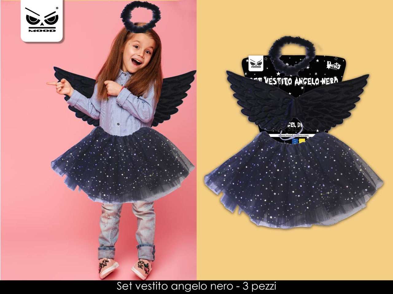 Vestitino angelo nero set da 3 oggetti