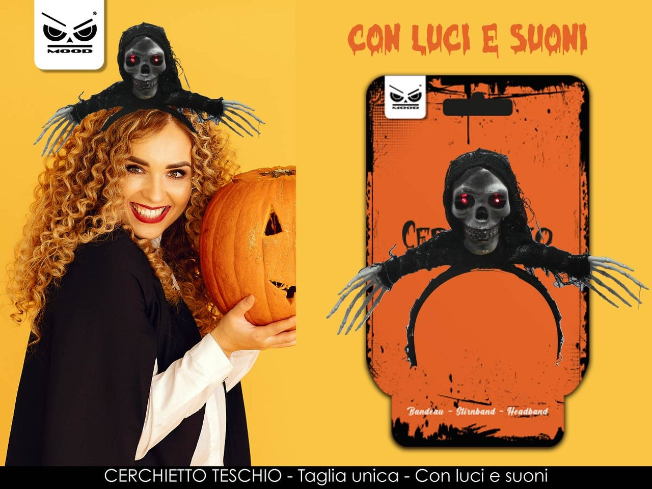 Cerchietto teschio con luce e suoni