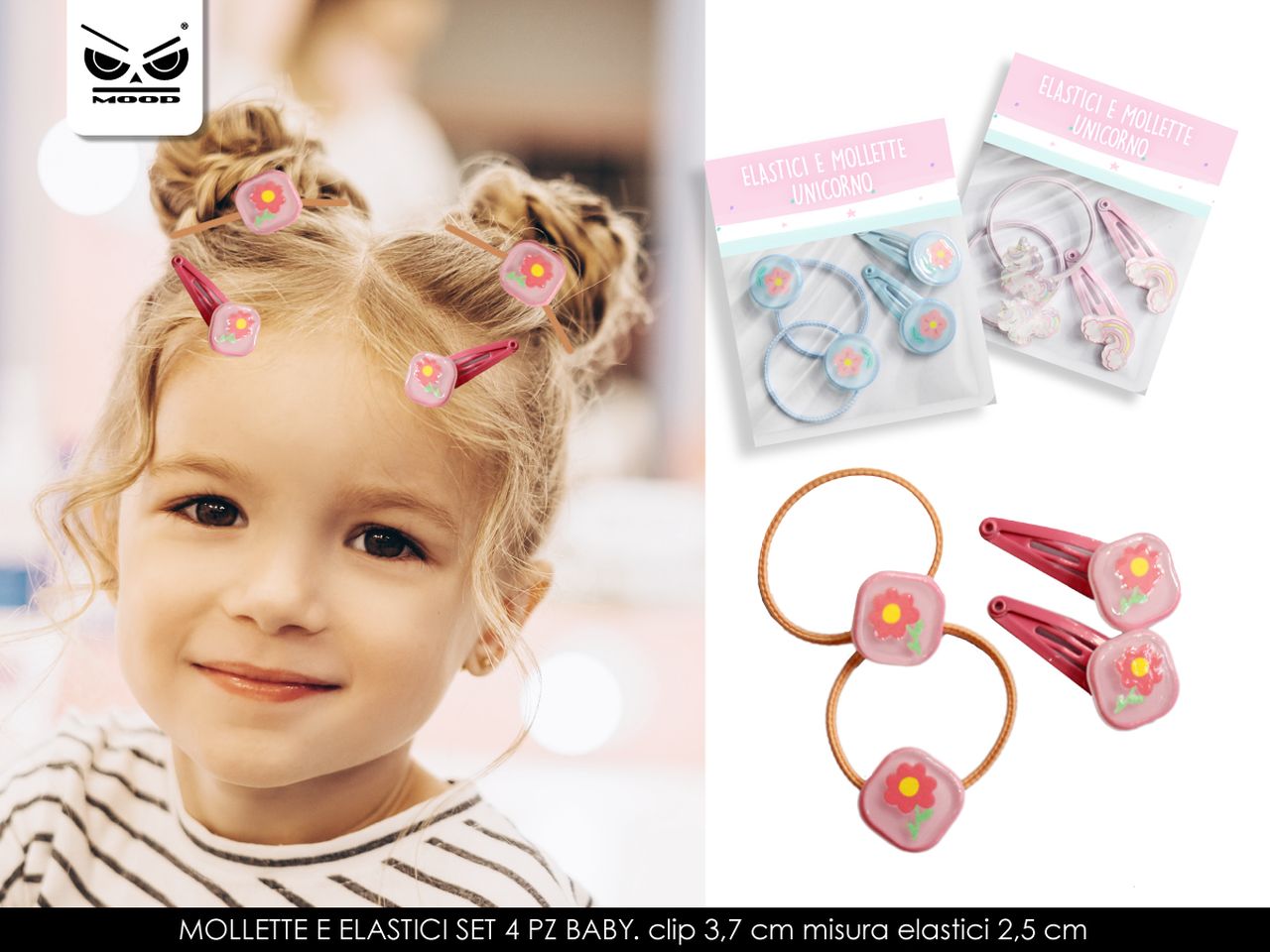 Mollette e elastici baby misura clip 3,7cm elastici 2,5cm - la confezione comprende 2 mollette e 2 elastici