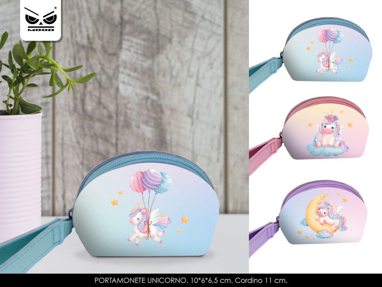 Unicorn dream portamonete misura 10x6x6,5cm cordino 11cm