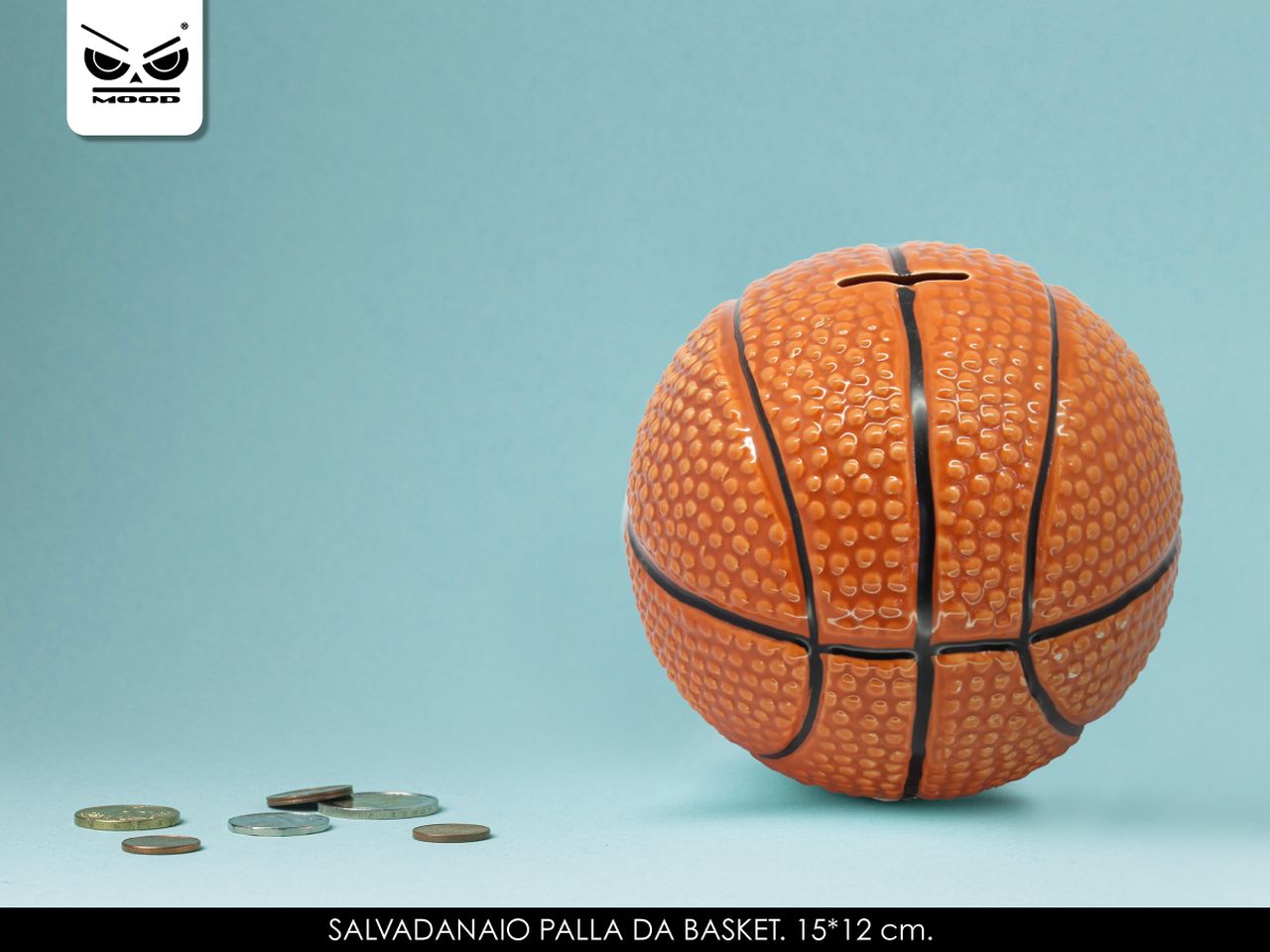 Salvadanaio palla da basket misura 15x12cm