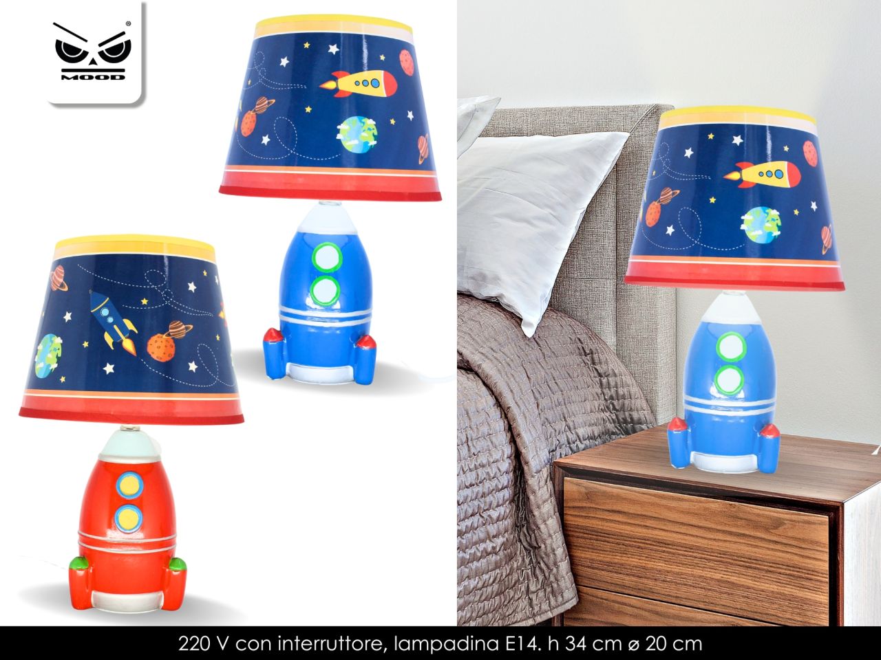 Lampada abat-jour razzo in ceramica misura h.34xd.20cm