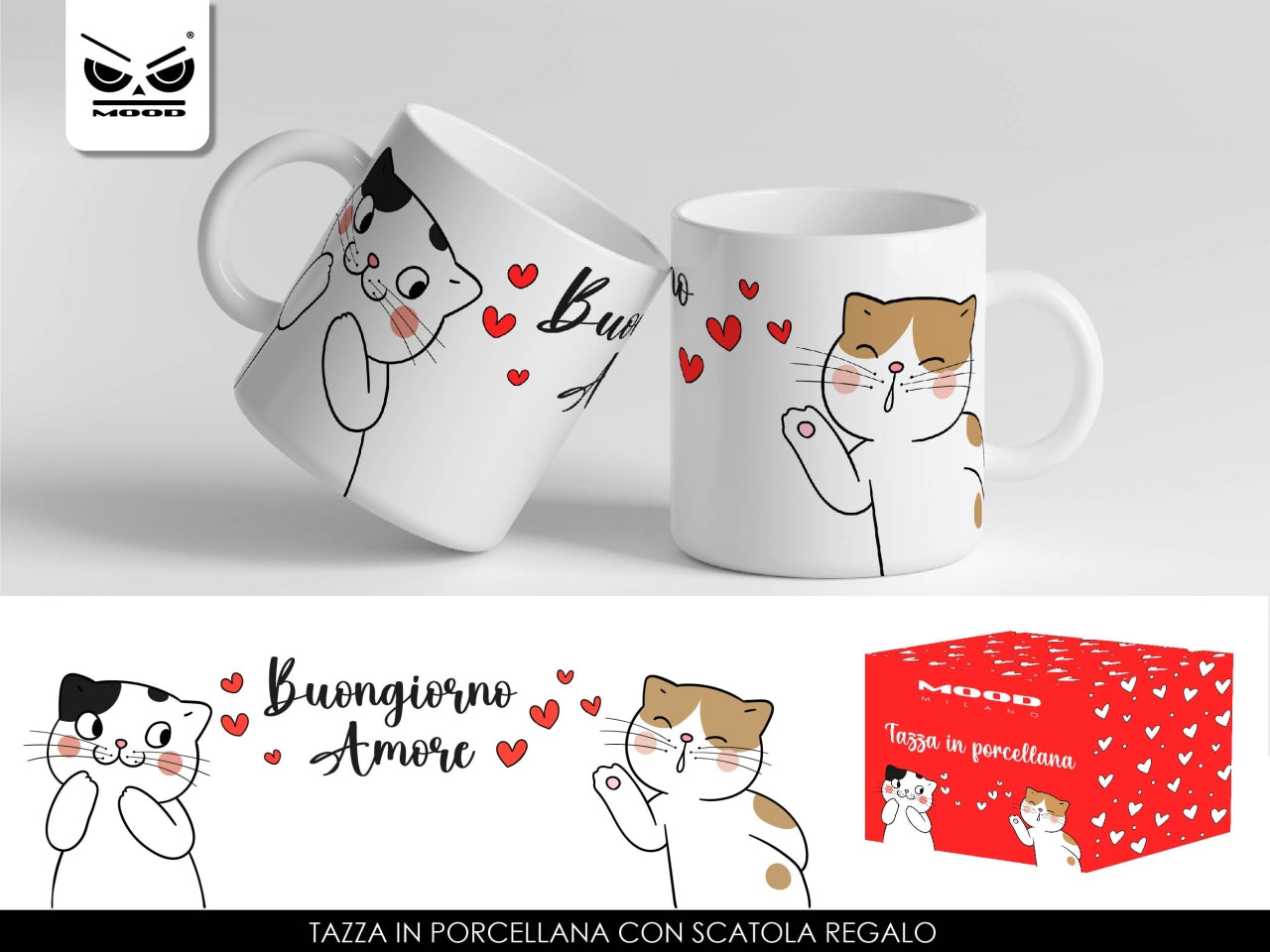 Tazza di porcellana da 330ml con gattini