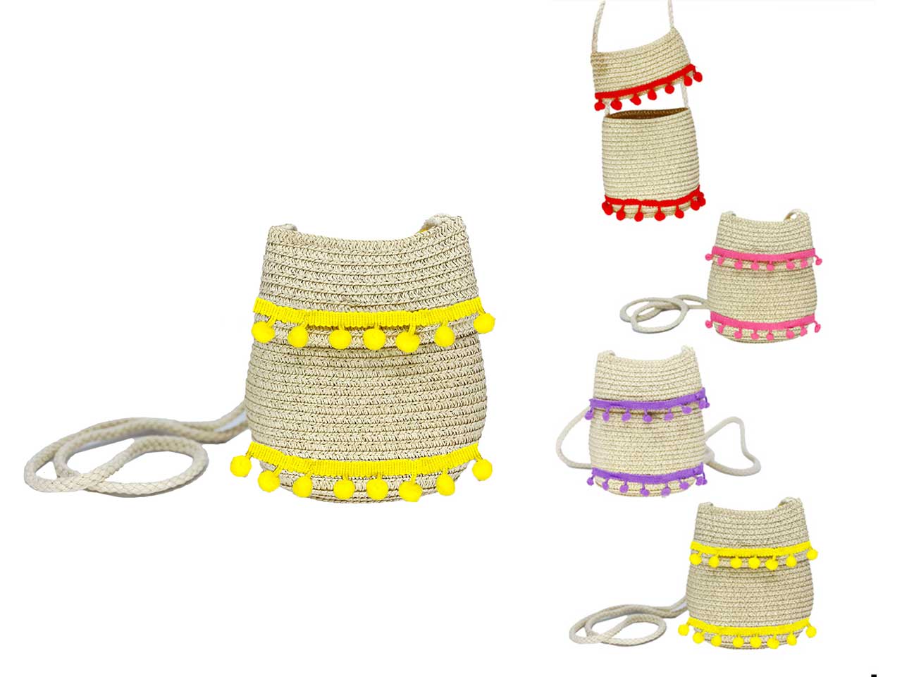 Borsa in carta con pom pom