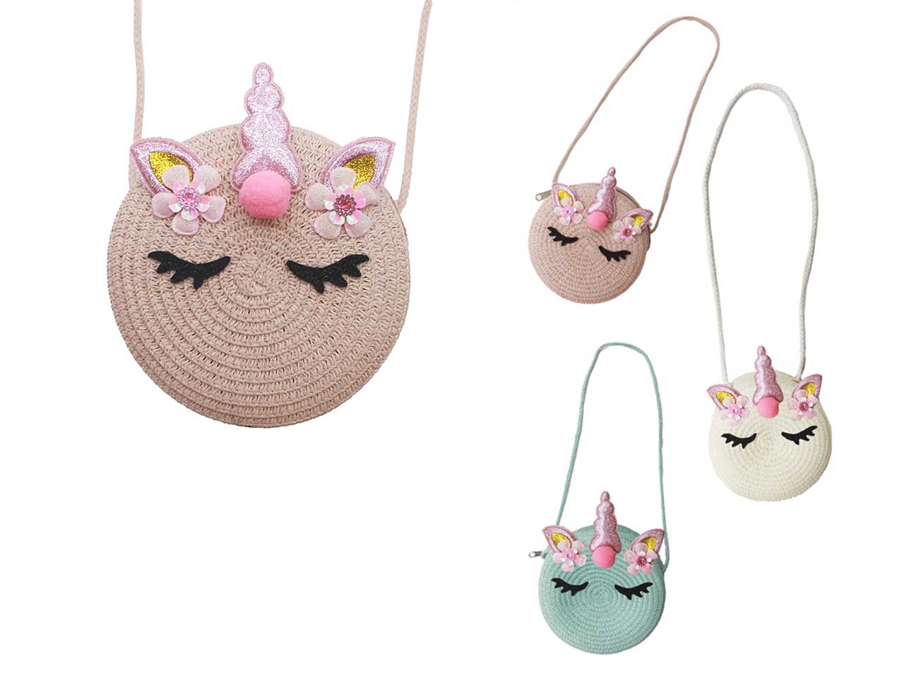 Borsa unicorno in carta intrecciata