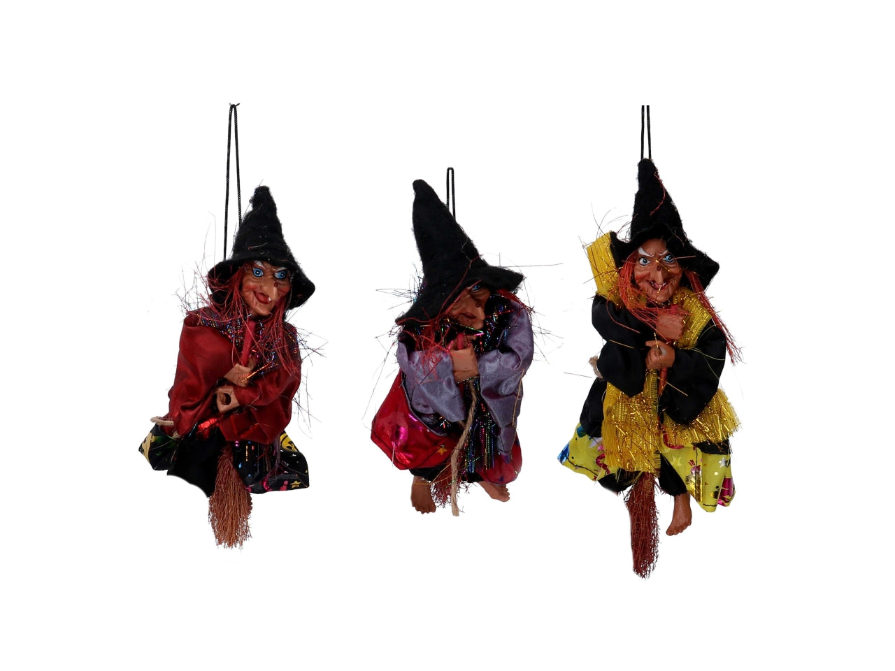 Befana con scopa in poliestere assortita