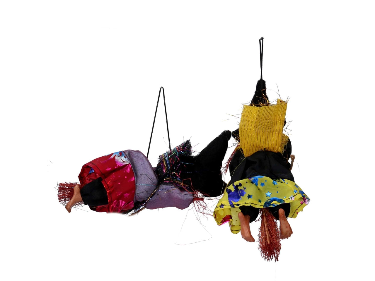 Befana con scopa in poliestere assortita
