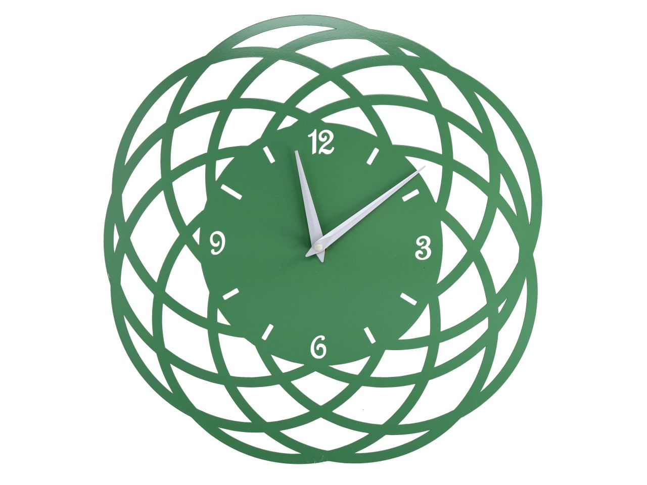 Orologio in metallo cerchi colore verde tondo d.40h2cm