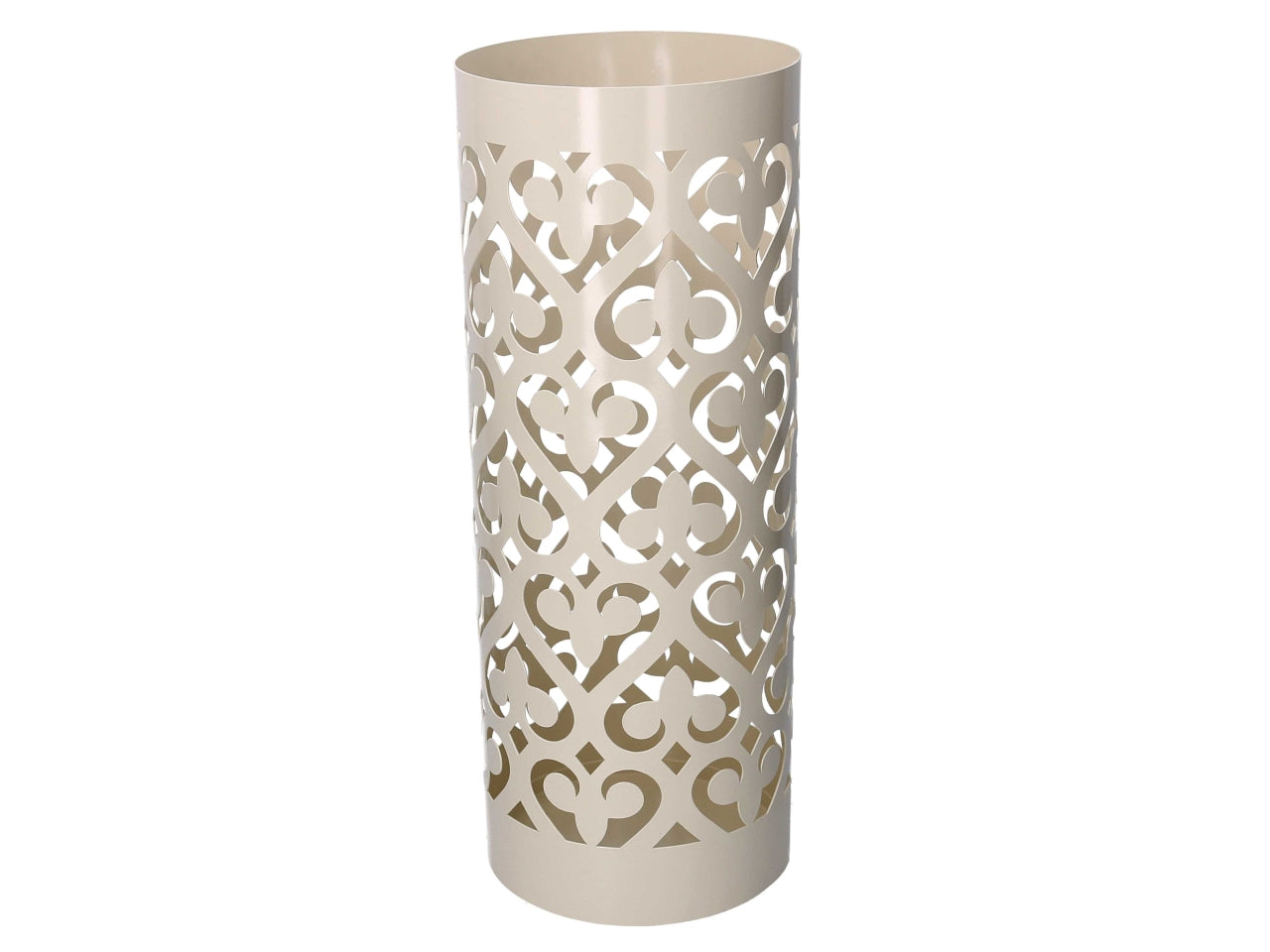 Portaombrelli in metallo con cuori color crema diamentro 19cm altezza 49cm