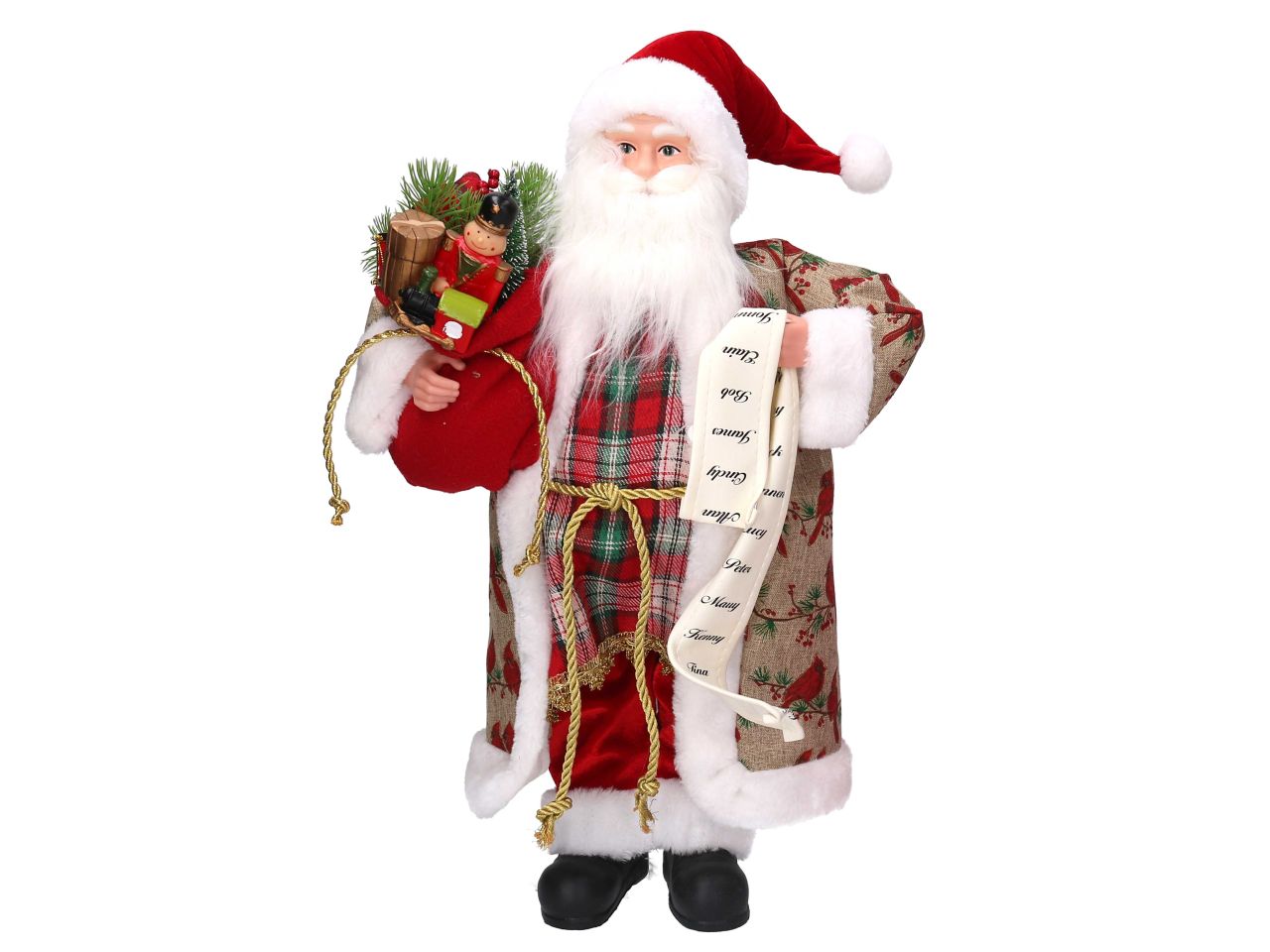Babbo natale in tessuto rosso con lista misura h.45cm