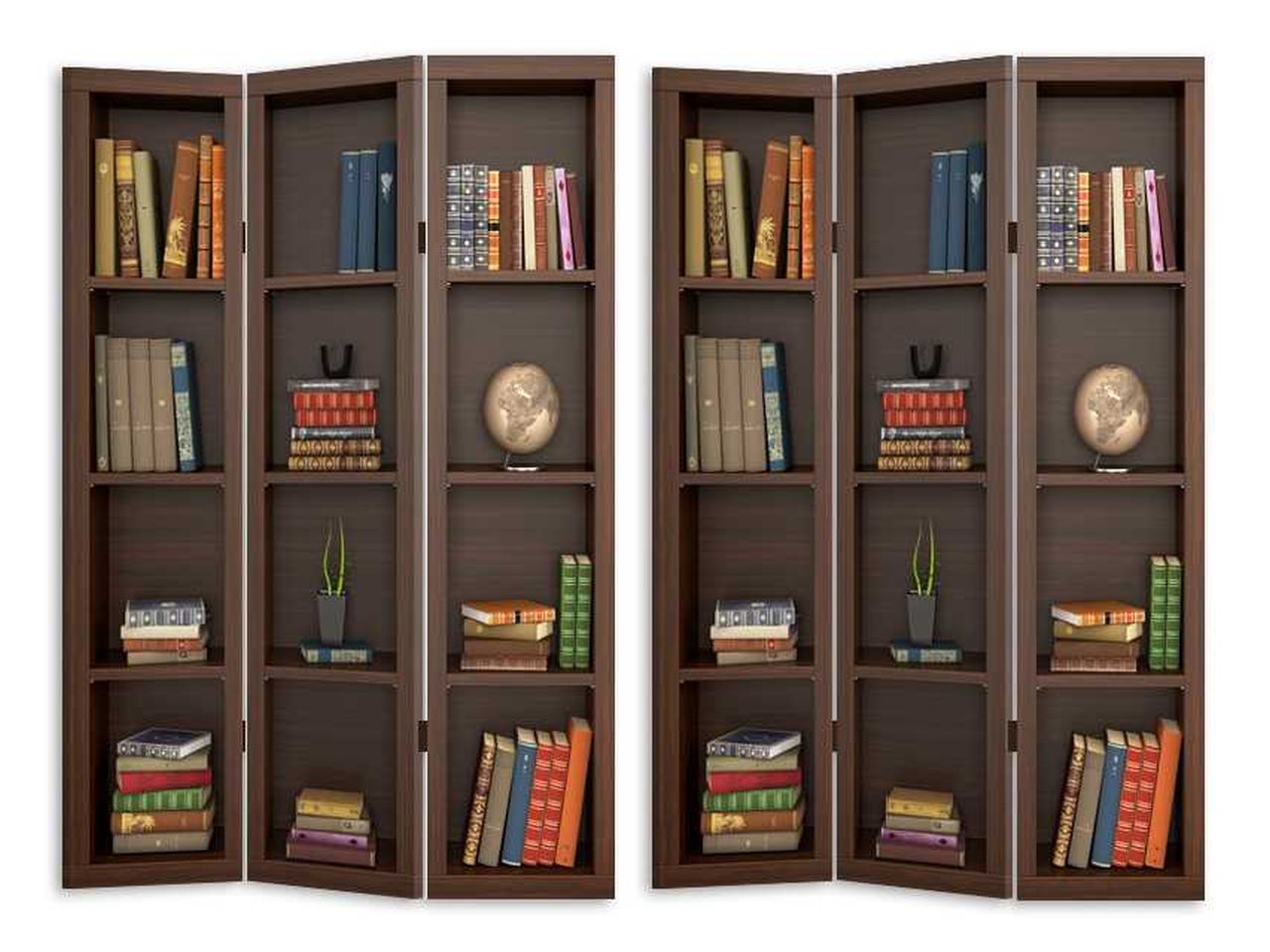 Paravento stampa libreria tre ante cm120 ,6x2,5h180