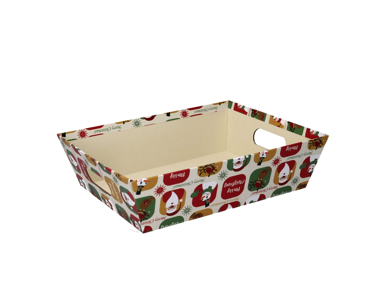 Cesta natalizia in cartone multicolor con babbo natale 35x26x7 cm - Vacchetti