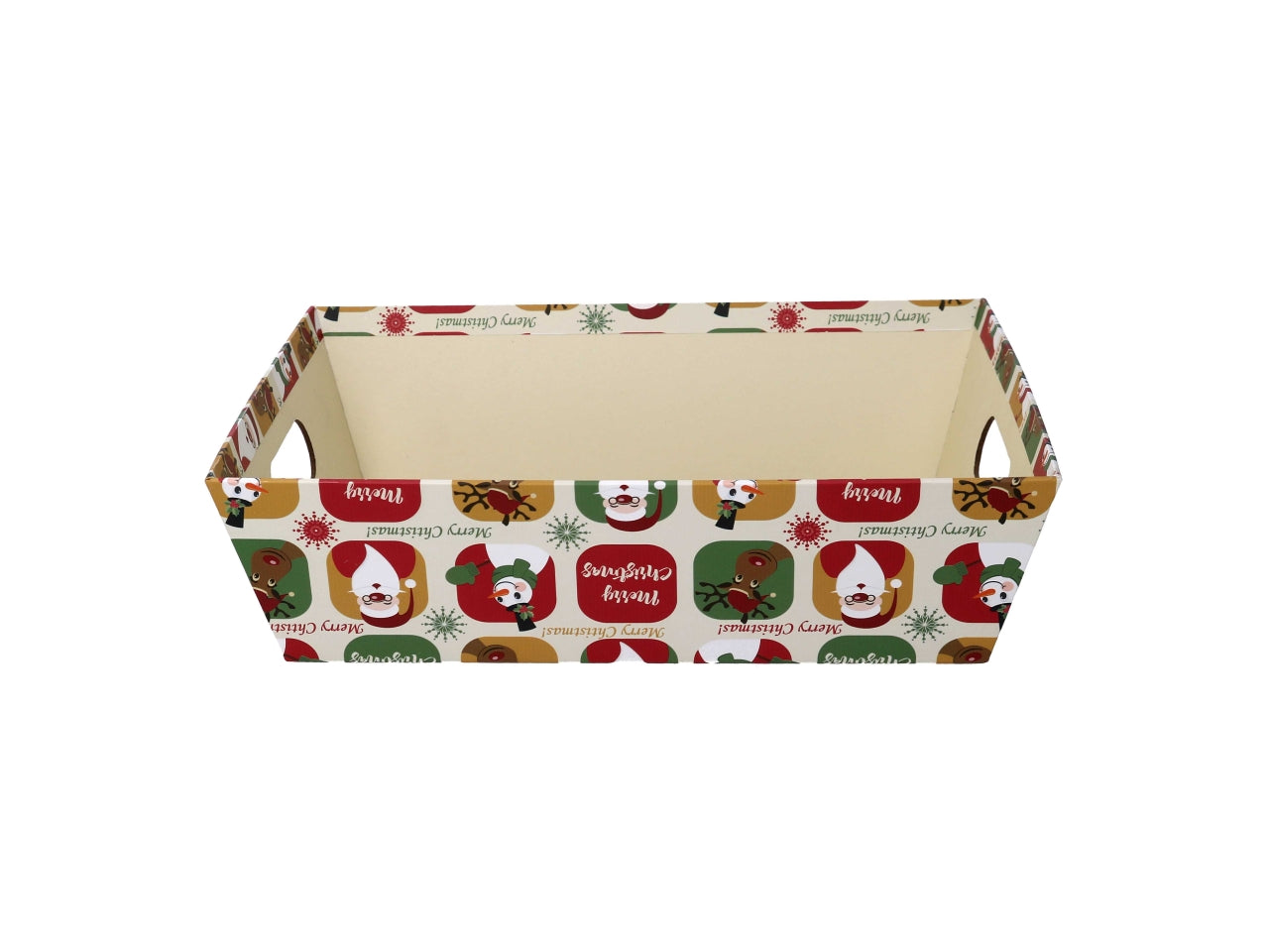 Cesta natalizia in cartone multicolor con babbo natale 35x26x7 cm - Vacchetti
