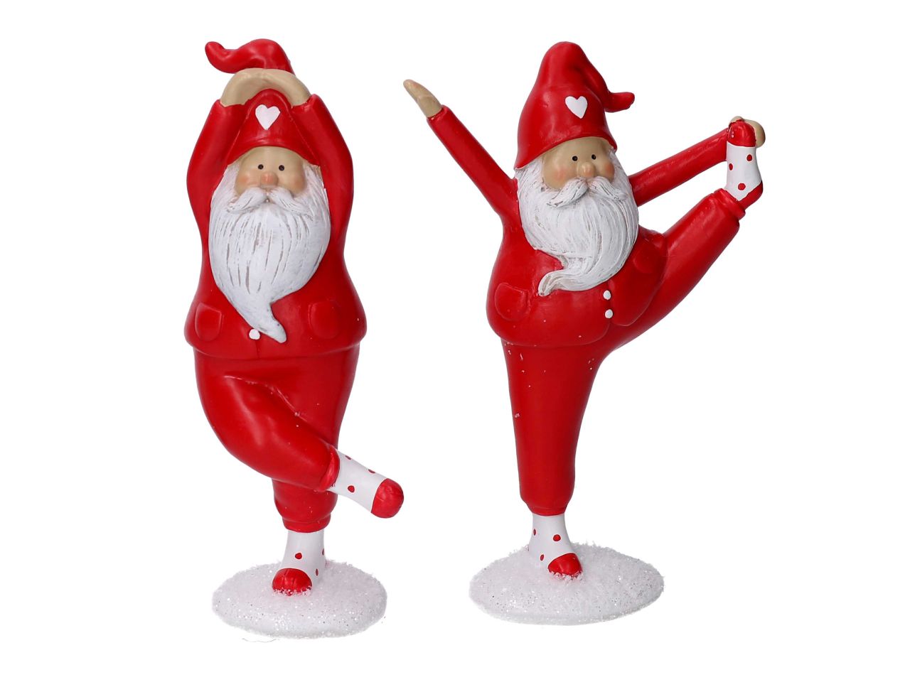 Babbo natale yoga in resina colore rosso in 2 assortimenti misura 6x5,5xh.18cm